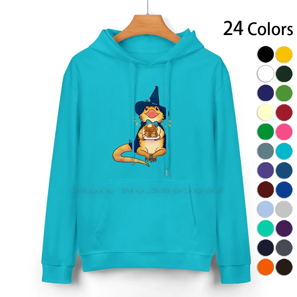 Sapphire-Bearded Dragon Pure Cotton Hoodie Sweater 24 Colors Bearded Dragon Reptile Lizard Wizard Witch Pancakes Banana