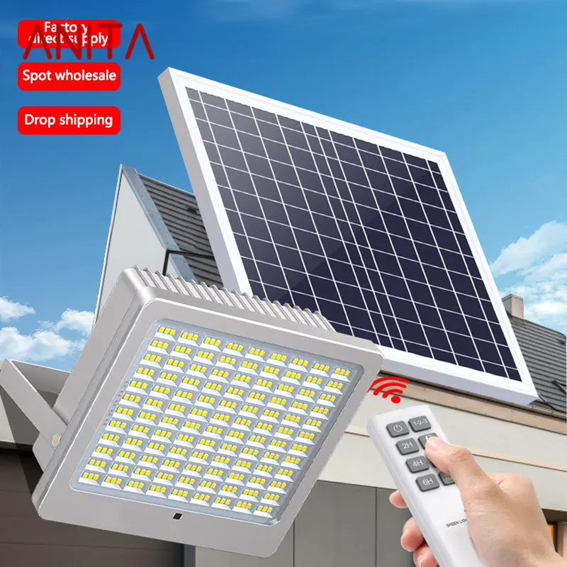 

ANITA Solar Flood Light With Remote Control Waterproof IP65 LED Outdoor Floodlights Lamp For Courtyard Garden Balcony