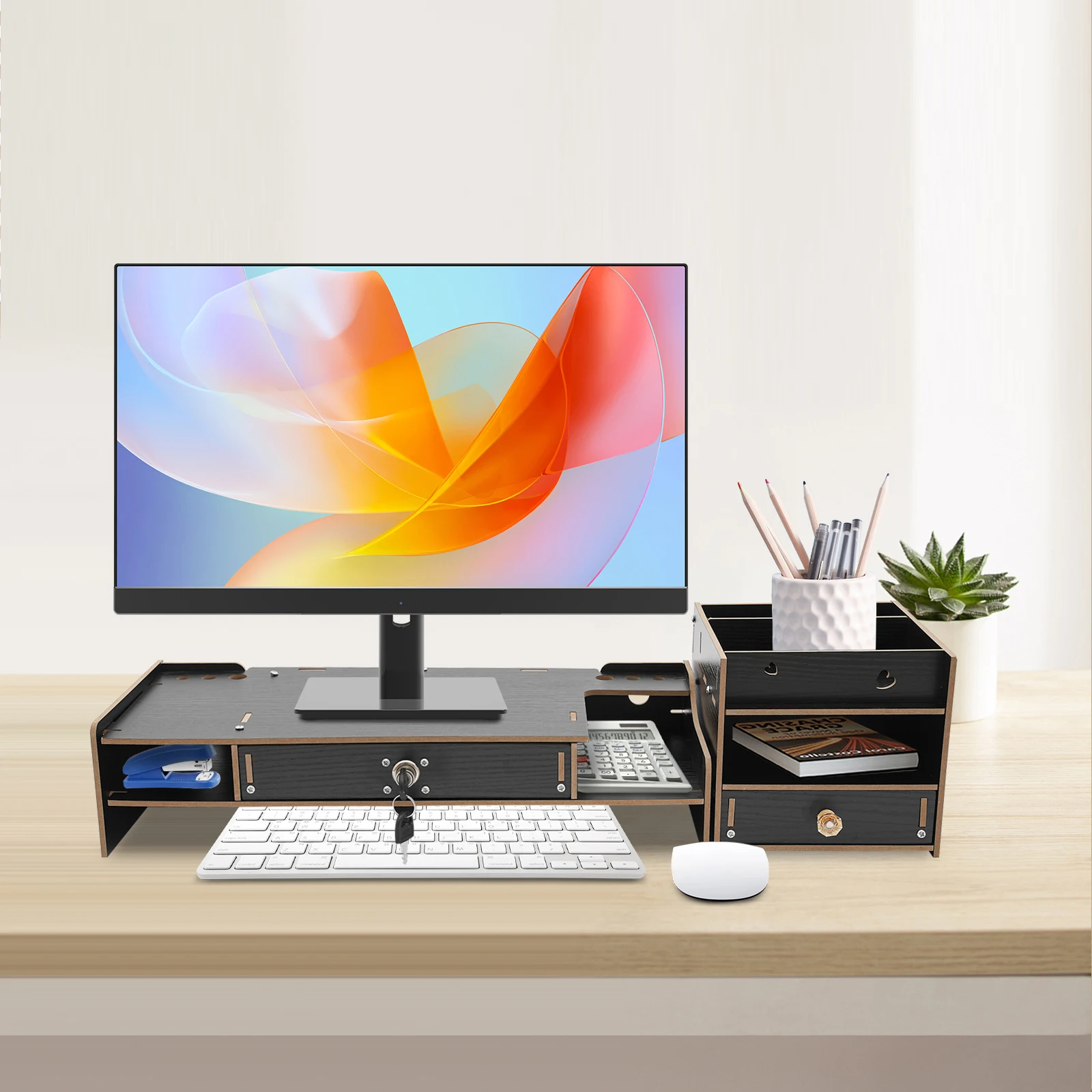 

Monitor Stand for Desk, Computer Monitor Riser with Ergonomic Design, Office Organizer, Space Saving Desktop Shelf for Laptop
