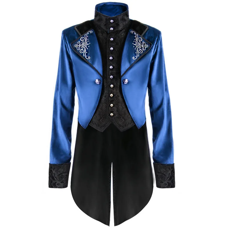 

Stand Collar Medieval Vintage Men's Mid Length Coat Foreign Trade Punk Suit Style Clothing
