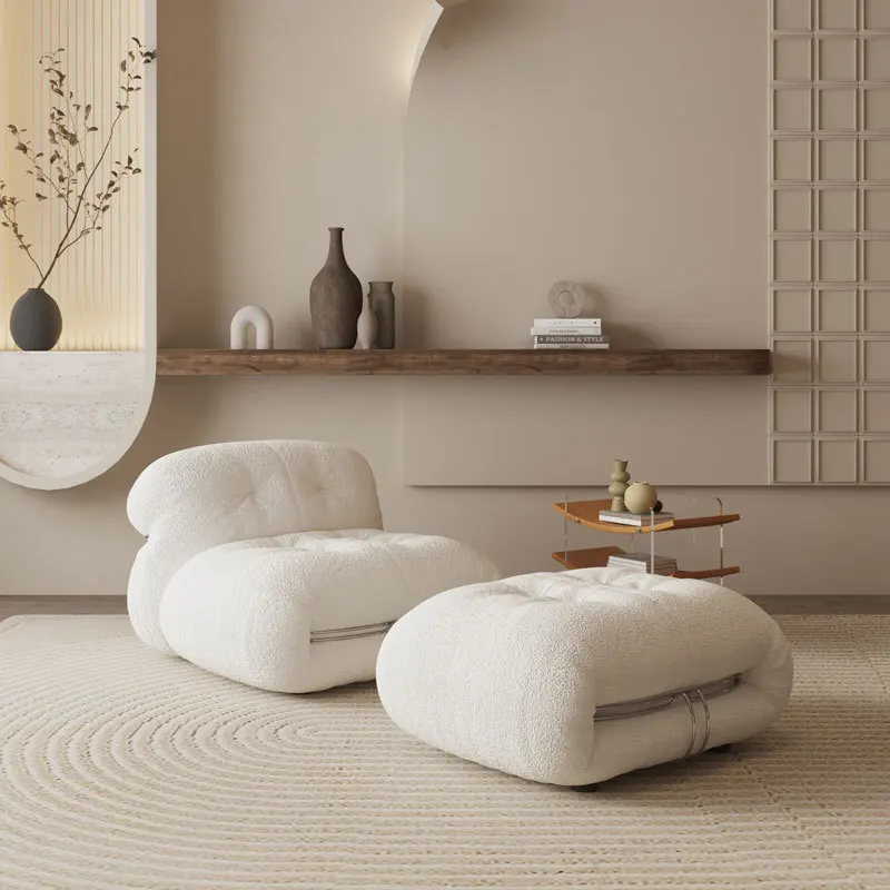 Single sofa living room small apartment modern steel tooth hippo leisure lazy fabric sofa