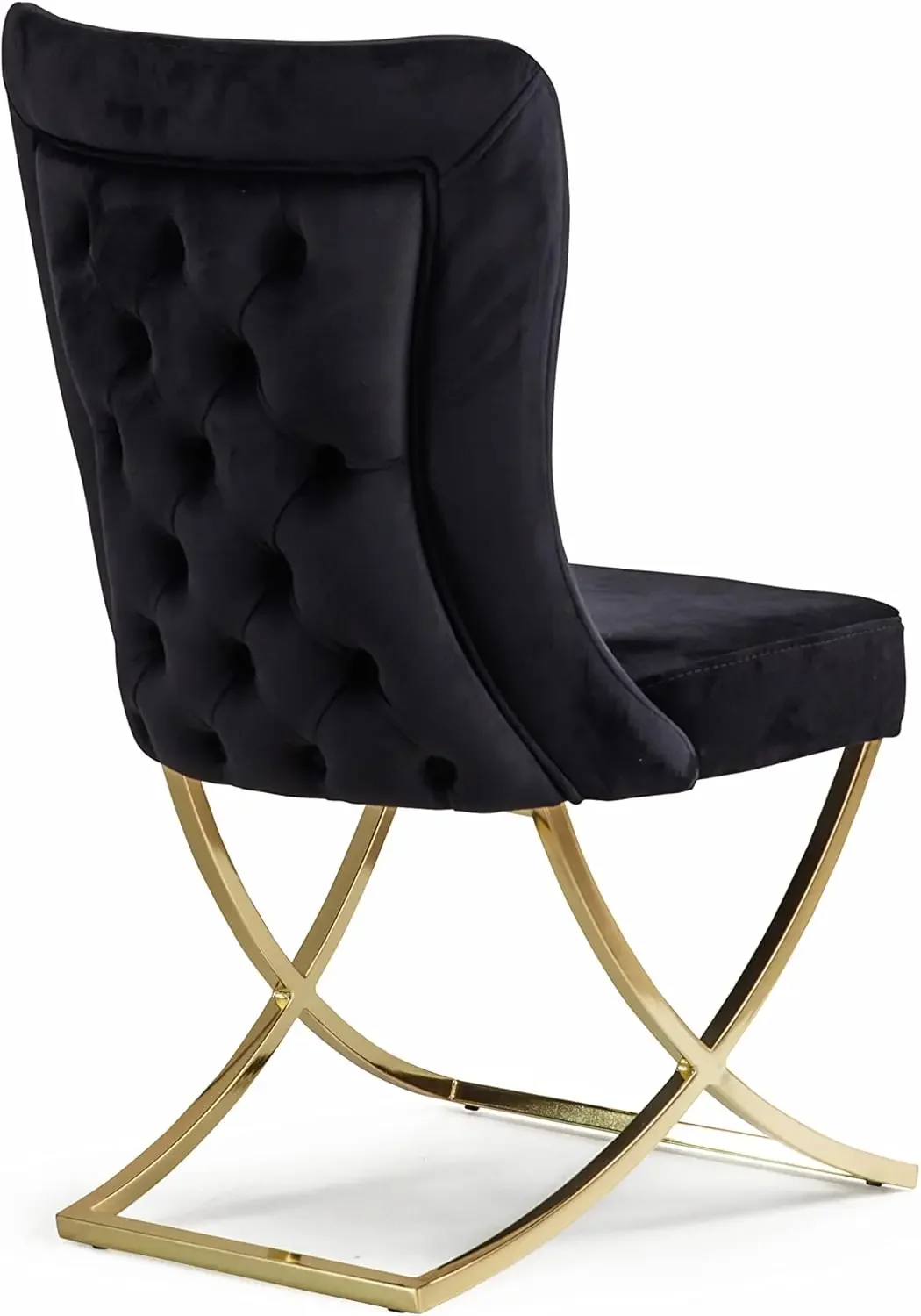 Dining Chair, Set of 2, Black With Gold Legs