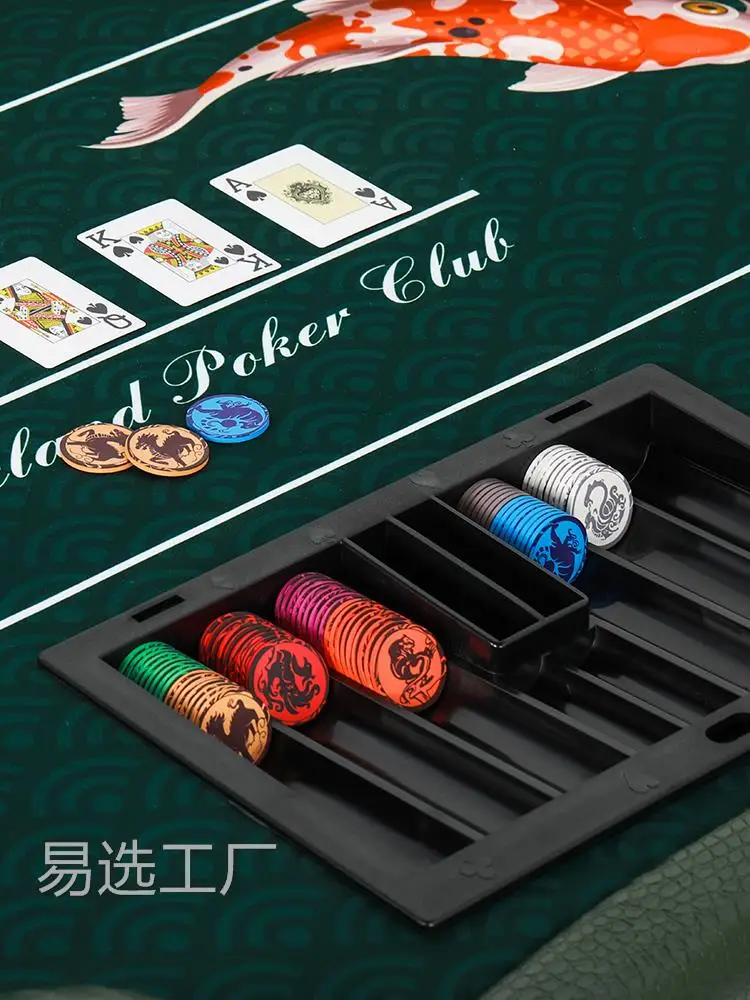 Tavolo da Poker koi verde scuro con ricarica USB luci a doppio LED anteriori e posteriori