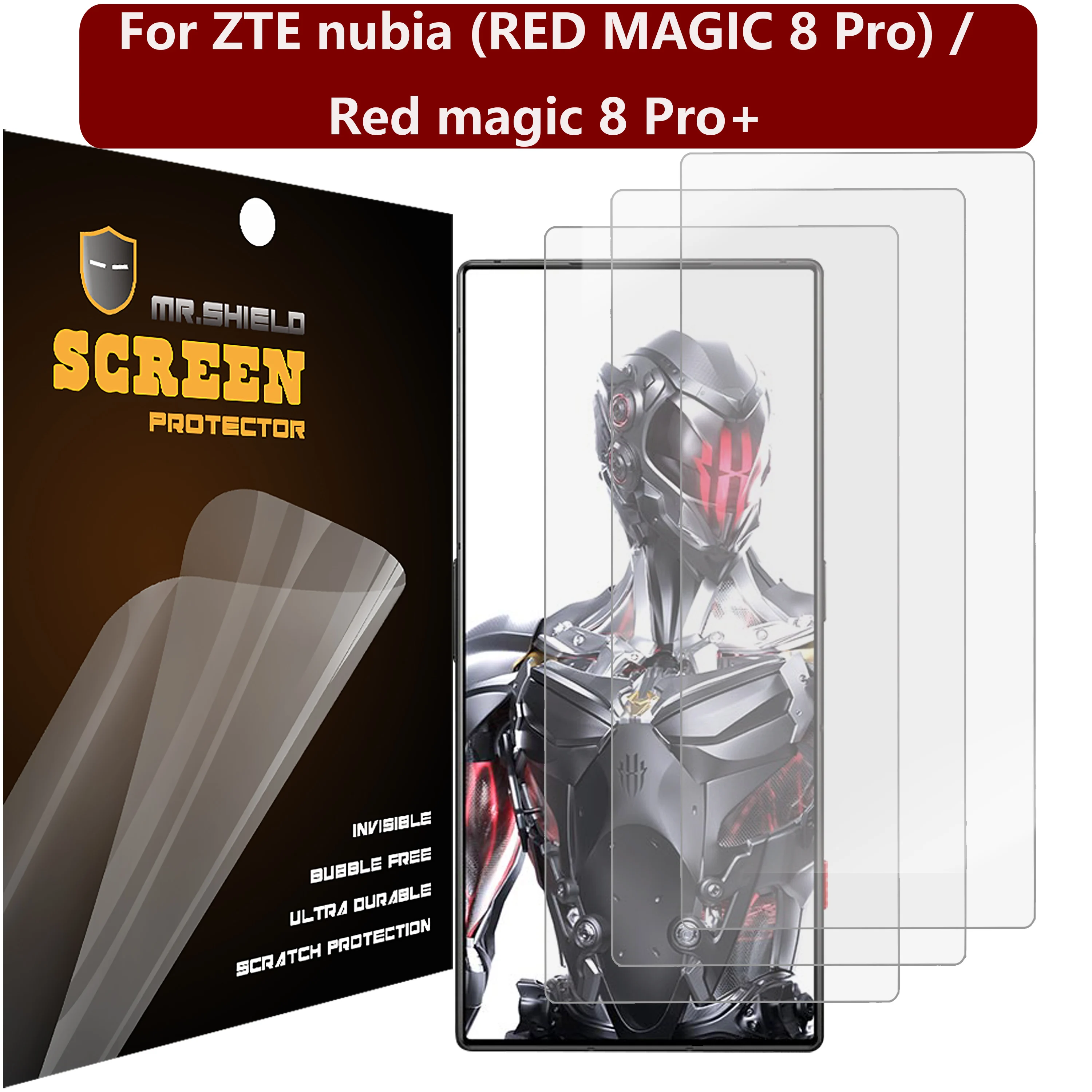 

Mr.Shield [3-PACK] Screen Protector For ZTE nubia (RED MAGIC 8 Pro) / Red magic 8 Pro+ Anti-Glare [Matte] (PET Material)