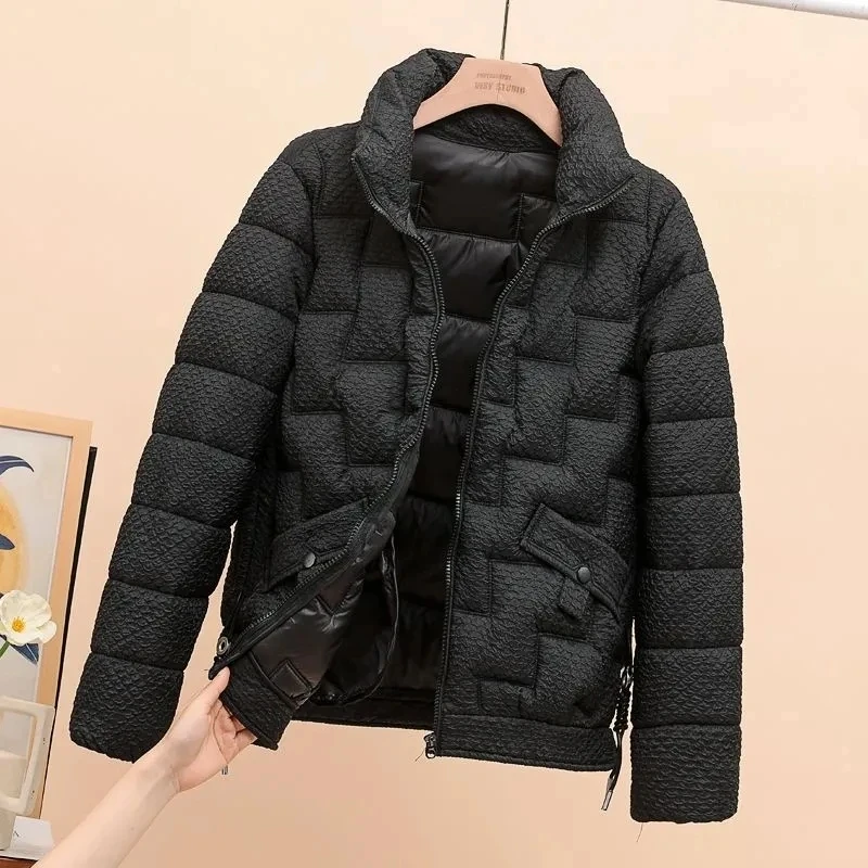 2023 Winter New Black Women Jacket Parkas Down Cotton Jackets Stand Collar Casual Warm Parka Snow Wear Coat Beige Outwear Female