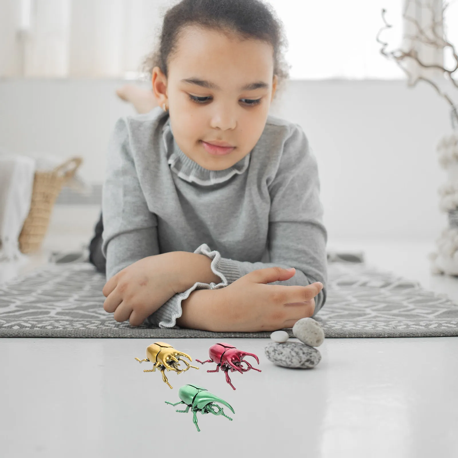 

3Pcs Windup Realistic Beetle Simulation Insect Fun for Kids April Fools Halloween Prank Decoration Fake Plastic Bugs