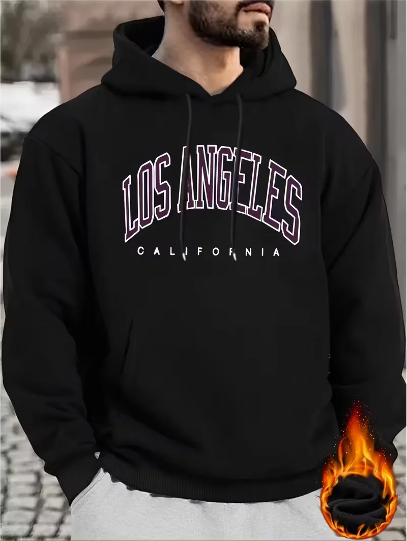 

Мужская свободная толстовка с капюшоном 270г - Веселый узор с принтом, рождественский и День святого Валентина.