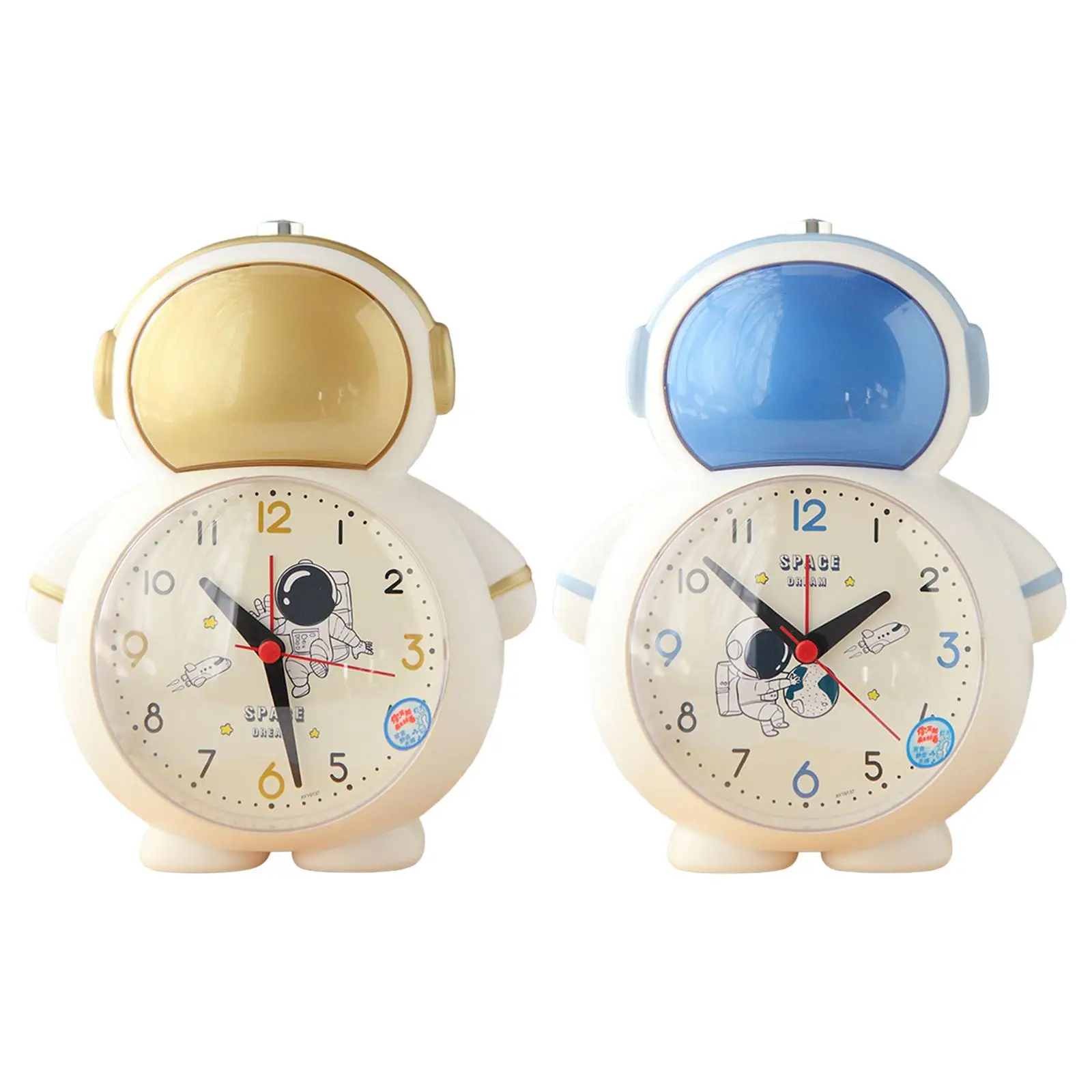 Cute Astronaut Alarm Clock Silent Non Ticking Battery Operated Clocks for Desktop Indoor Student Bedroom Decoration