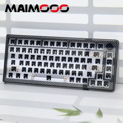 MAIMOOO 탄소 섬유 키트, 3 가지 모드 75% 레이아웃, 핫 스왑 2.4G, BT, 유선 개스킷 구조, 82 키, DIY 기계식 키보드, 남쪽 RGB 키트