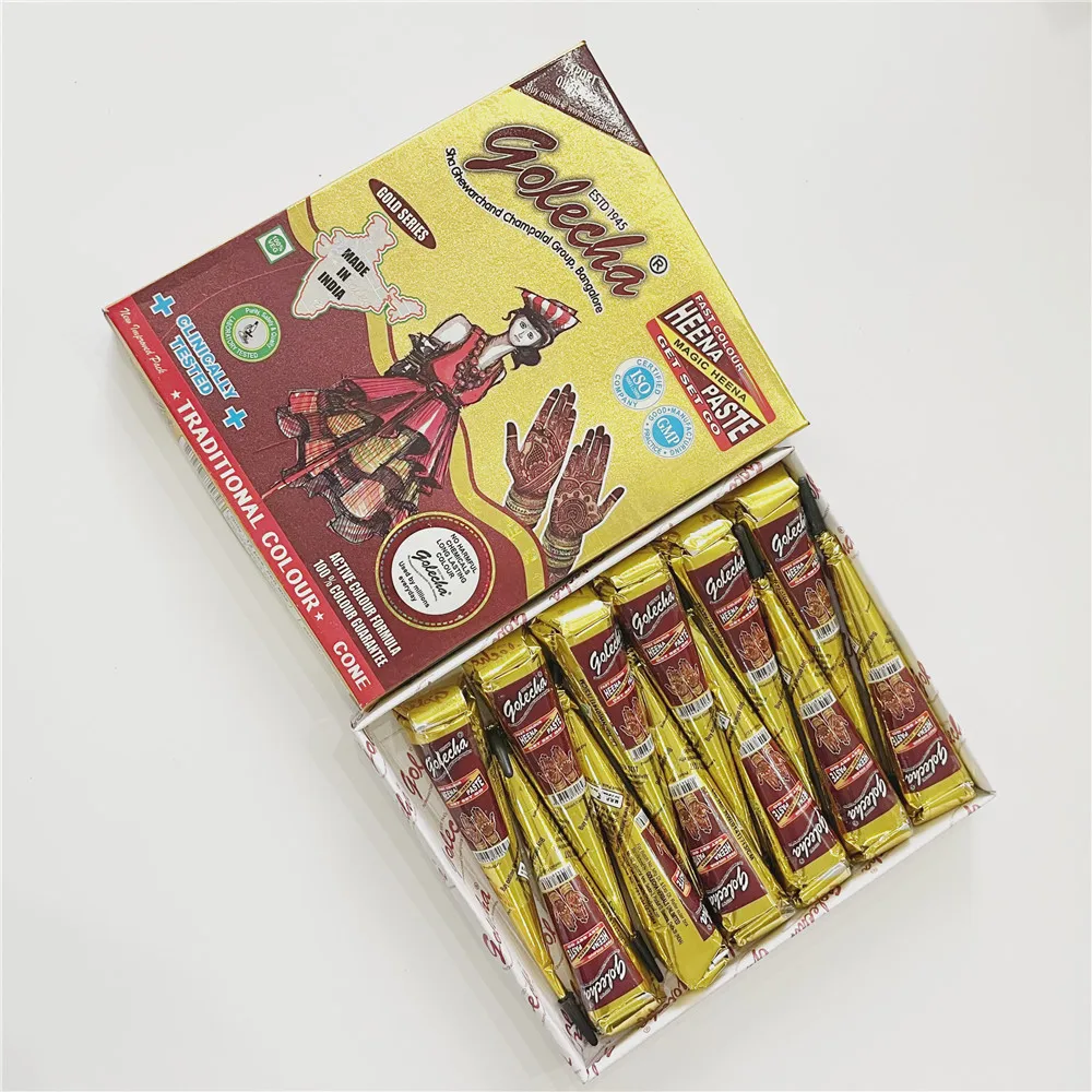 12Pcs Dark Red Black Colors Paste Sticker Art Indian Henna Body Tattoo Temporary Henna Mehandi Ink Herbal Henna Cones Body Art