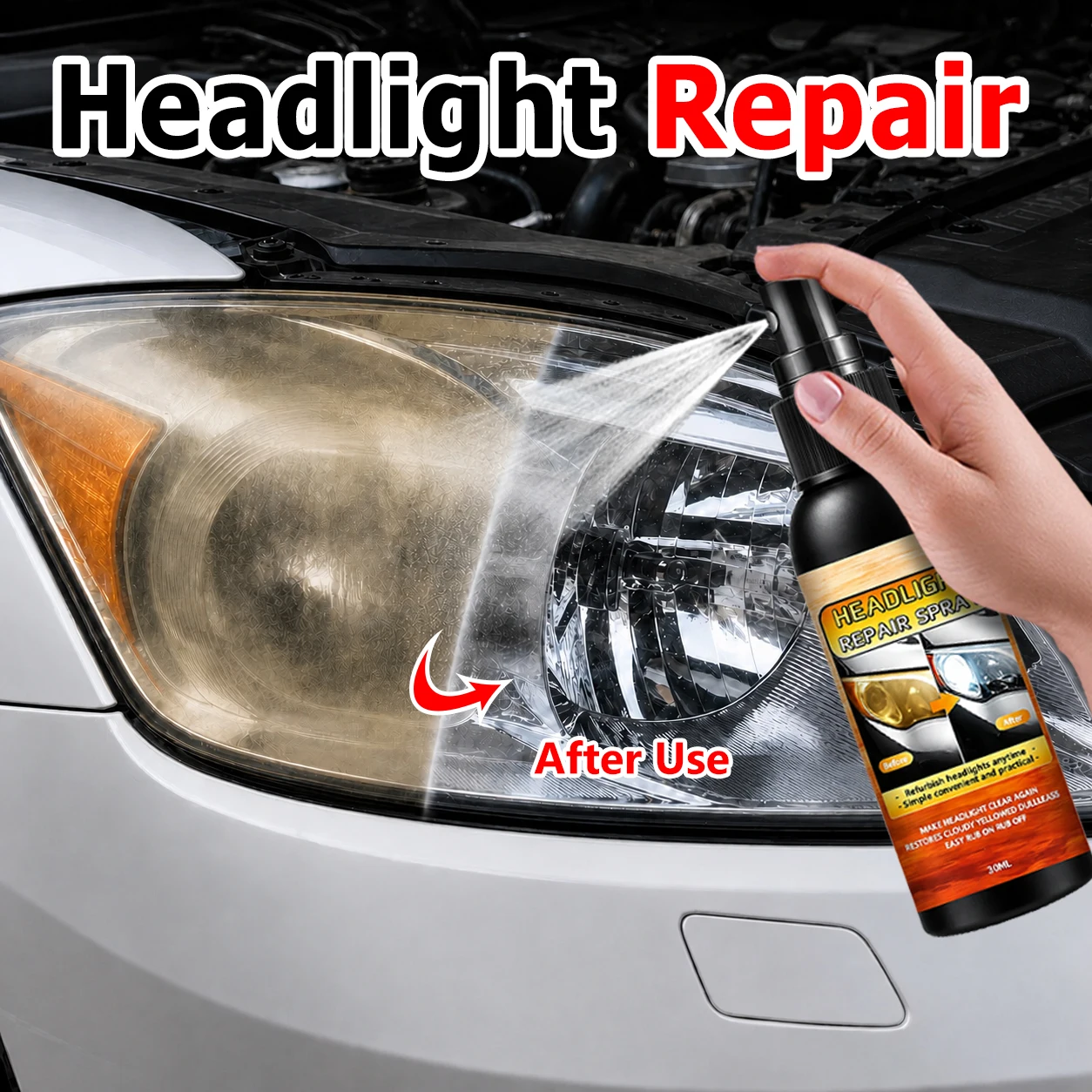Car Headlight Polishing Agent Scratch Remover Repair Headlight Renewal Polish Liquid Headlight Restoration Kit Auto Accessories