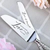 Personalized Wedding Cake Knife and Server Set Wedding Keepsake Ceremony Present Custom Wedding Engraved Cake Cutting Server Set 5