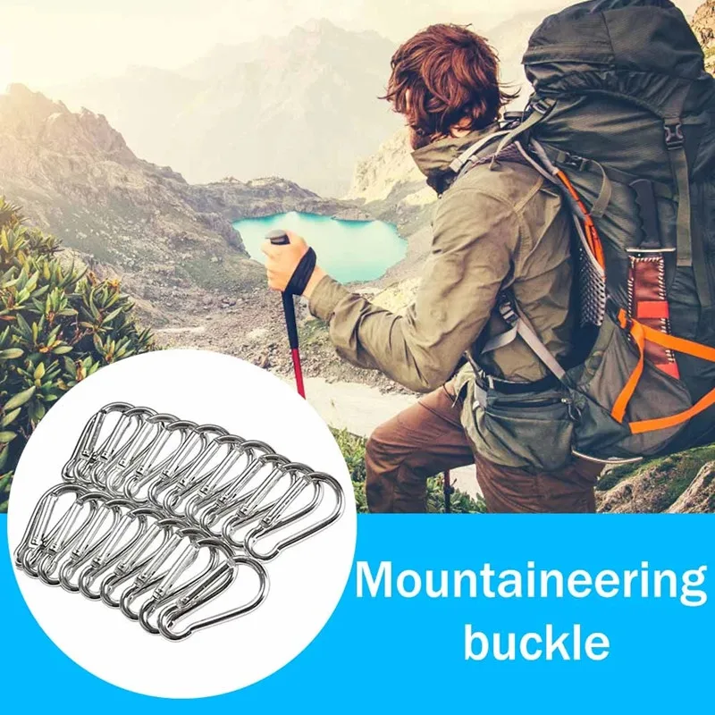 20/30PCS Spring Snap Hook Stainless Steel Carabiner Steel Clips Keychain Heavy Duty Quick Link for Camping Hiking Travel VC