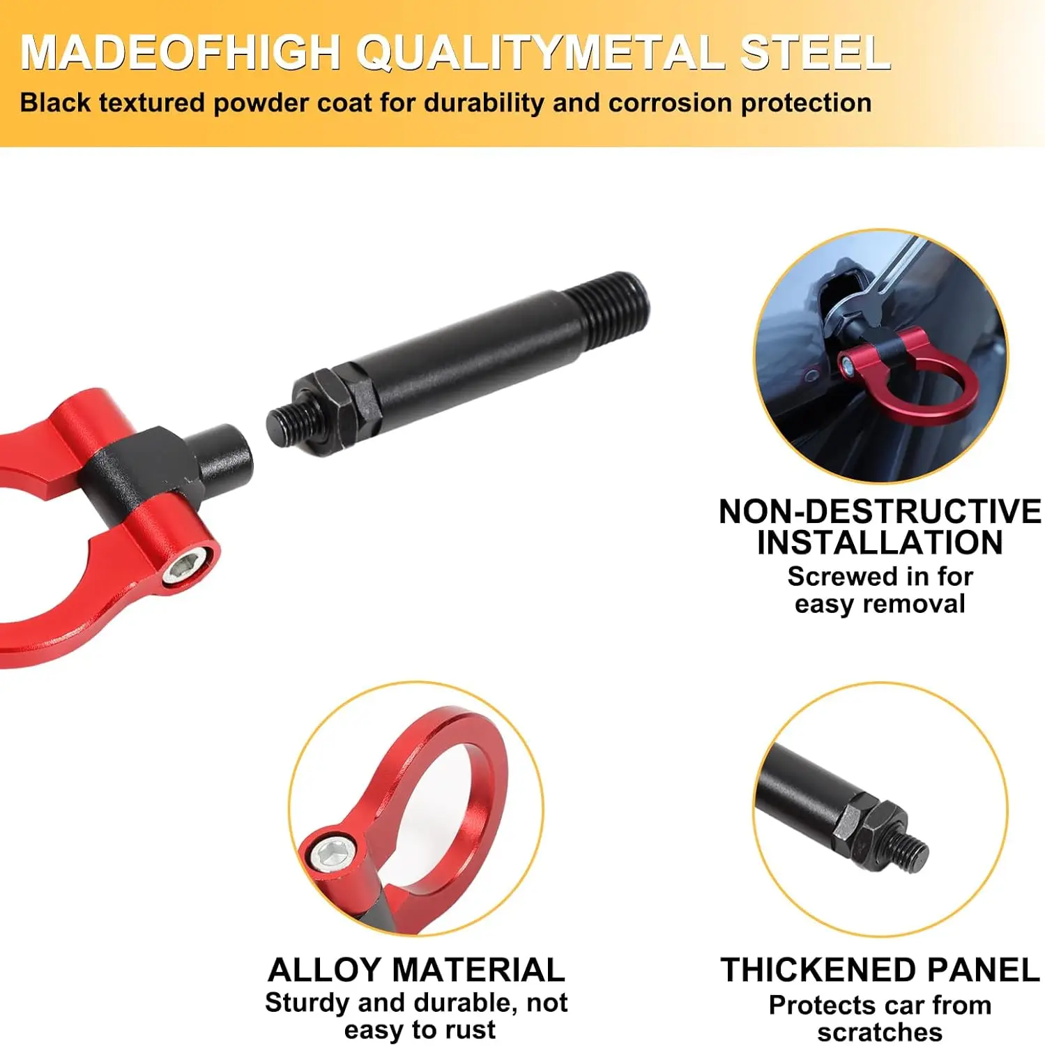 Tow Hook Front Rear Bumper Towing Hooks for Mazda MX-5 ND 2016-2024 Red