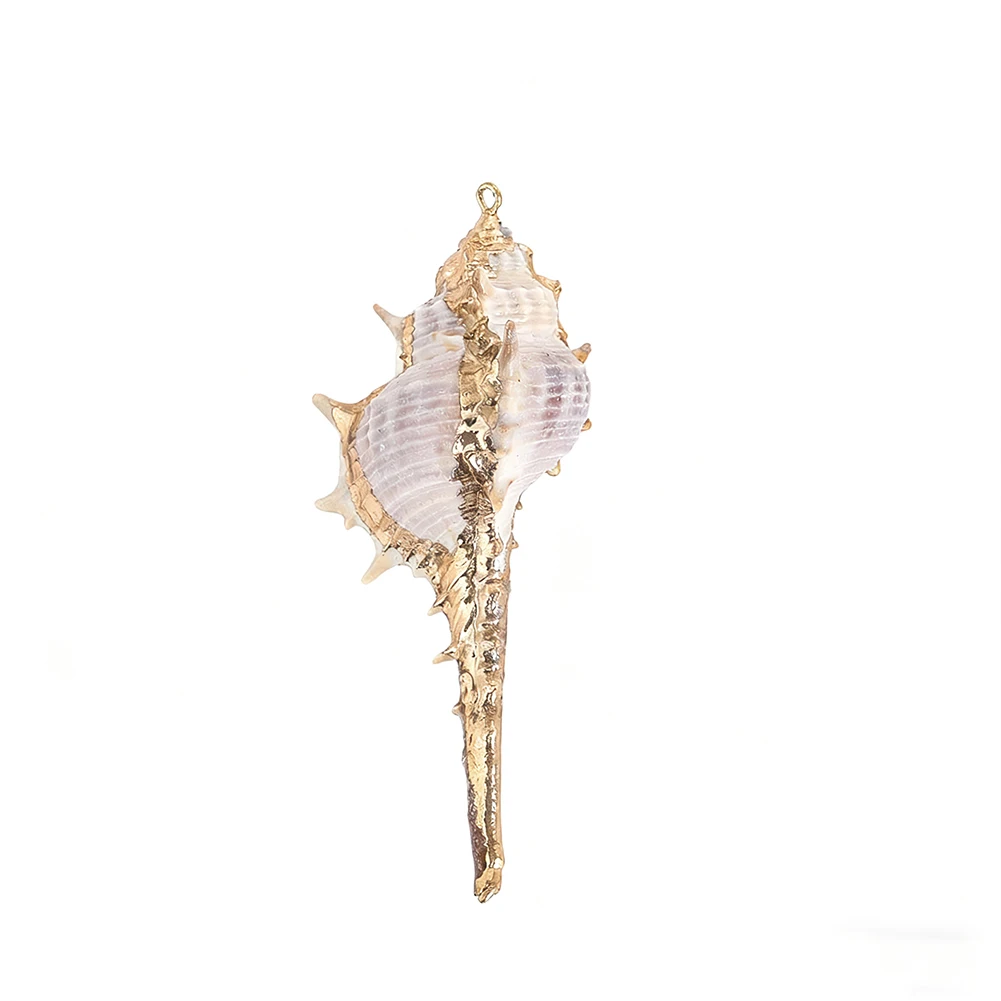 7.1g Boho Natural Seashell Pendant Gold Edge Spiny Conch Charm for DIY Jewelry Making Necklace Bracelet Gift Everyday Wear