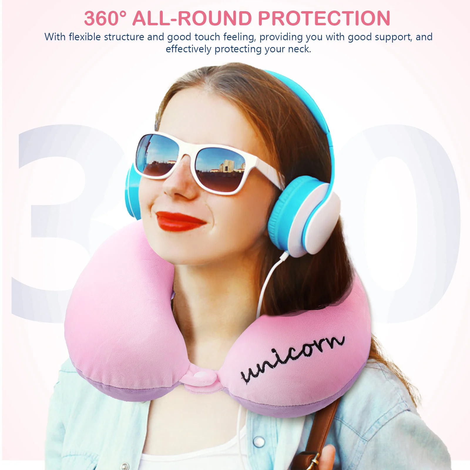 

Unicorn U Shaped Neck Support Pillow Soft Cushioned Lightweight Travel Office Nap Car Sleeping Cushion Portable Airplane Neck