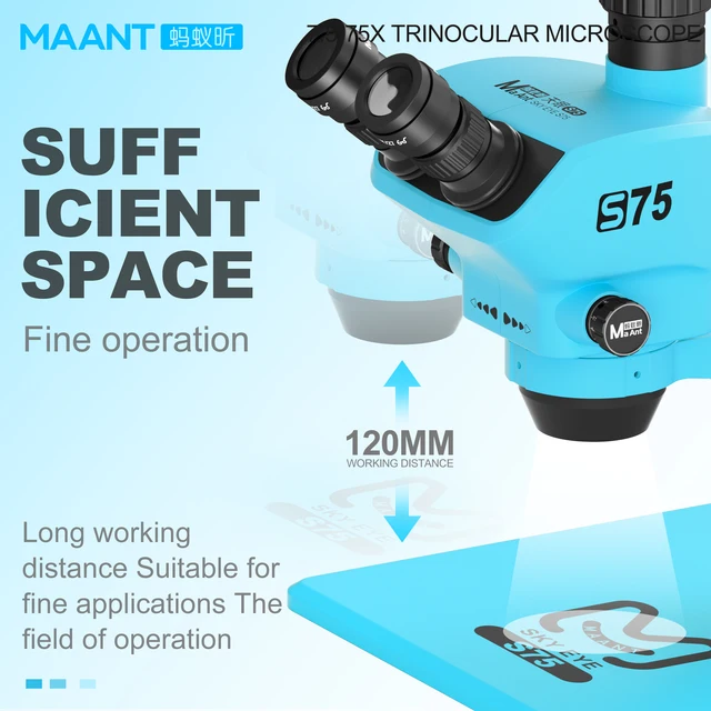 ميكروسكوب ثلاثي العيون (داعم للكاميرا) ما آنت MaAnt S75 تكبير (7.5X-75X) 1