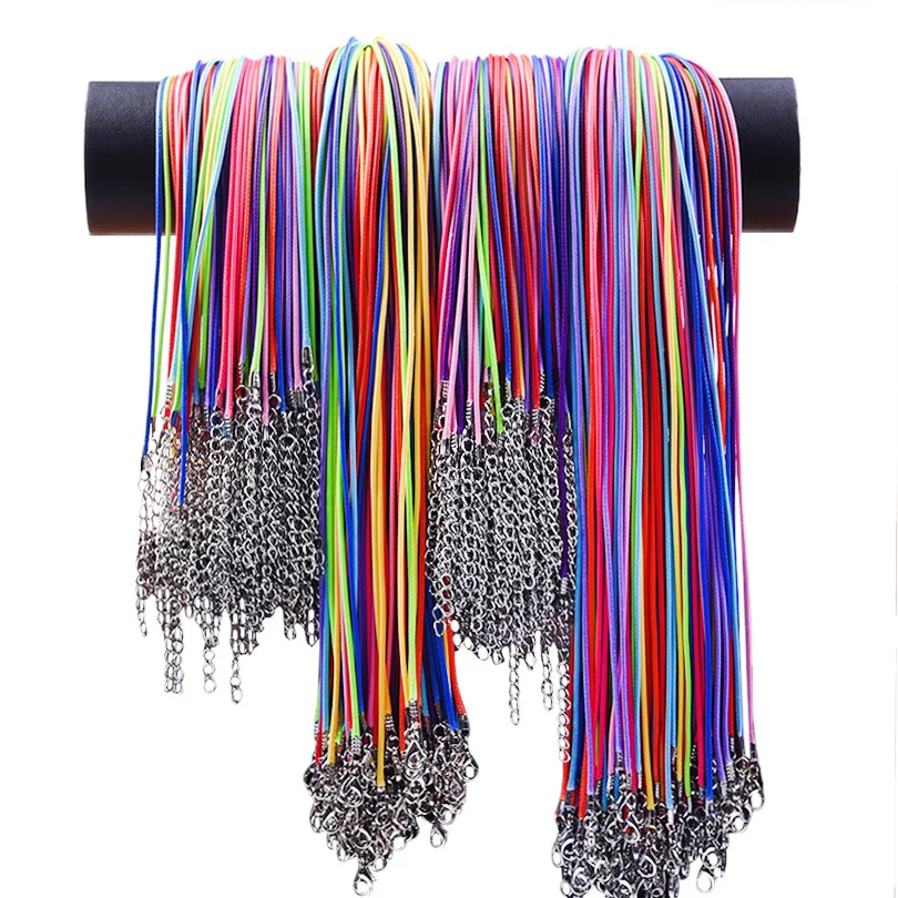 Random 10/20/30pcs/lot Handmade Rainbow Leather Adjustable Braided Rope DIY Necklace Chains For Women Men Fashion String Cord