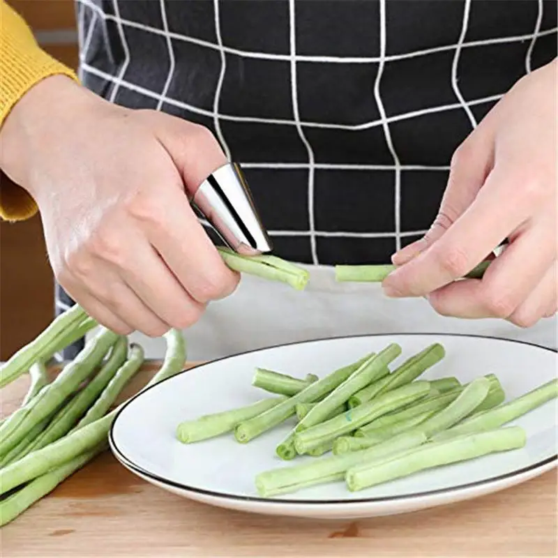 Ferramenta ajustável em aço inoxidável para cozinha, protetor de dedo para feijões e nozes, ferramenta para descascar e esfola