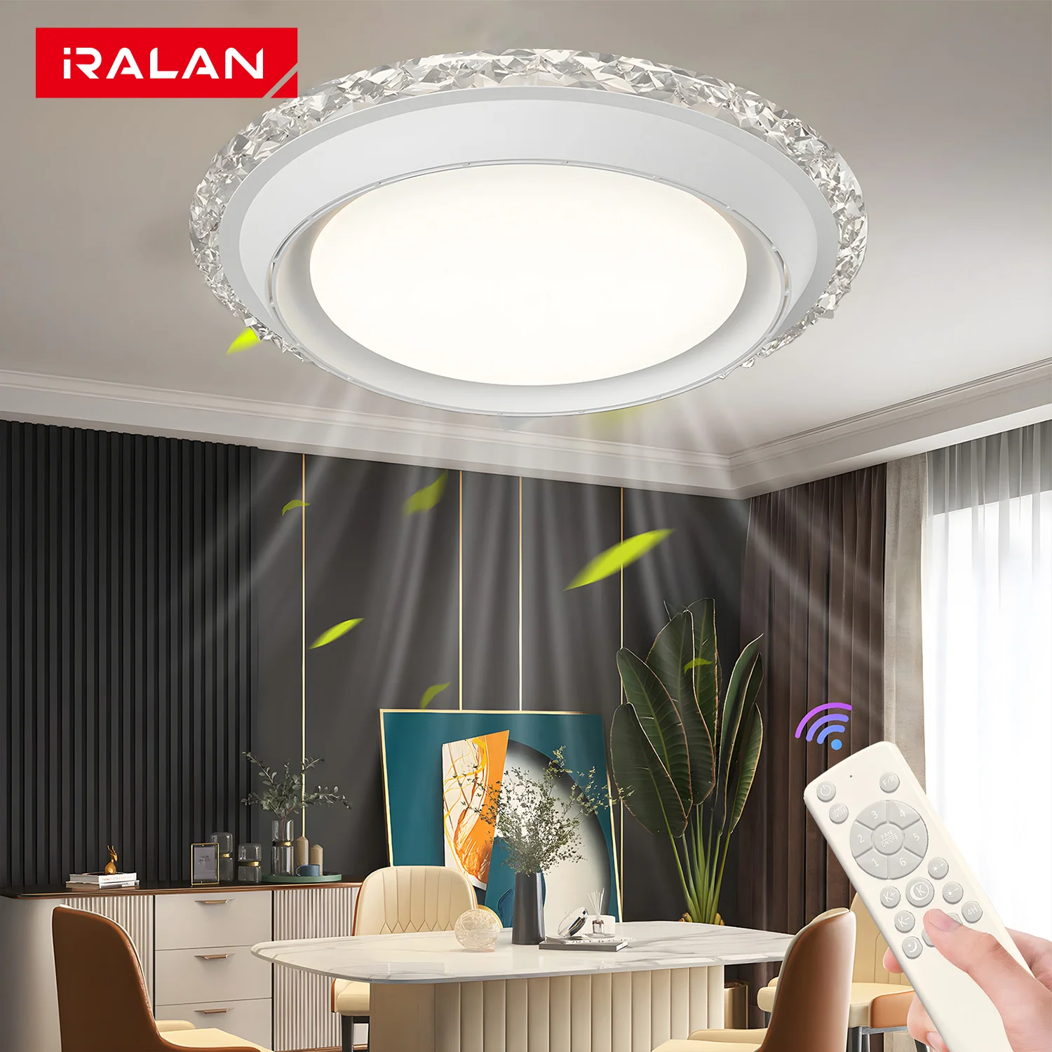 

50cm LED Ceiling Fan with Light Fixture APP/Remote Control Electric Fan 2IN1 Decorative Timer Setting Ceiling Lamp Fans for Home