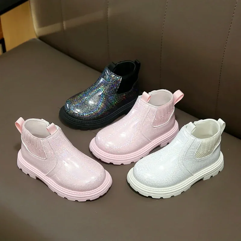

PU Leather Girls Boots Korean Style Trend Fashion Girl's Boots Anti-slippery Platform Boots For Girls Waterproof Kids Shoes