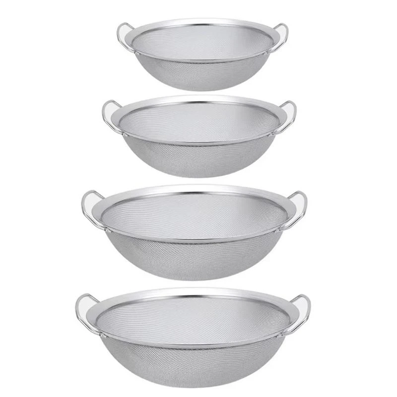 

4pcs из нержавеющей стали тонкая сетчатая сетка Фильтр ковша с двойными ручками