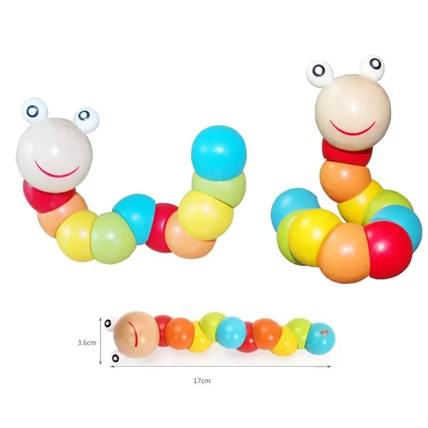 Kinder Twist-farbige Insekten Spielzeug Holz Pädagogische Vielzahl Twisting Inchworm Spielzeug Holz Intelligenz Baby DIY Block Spielzeug