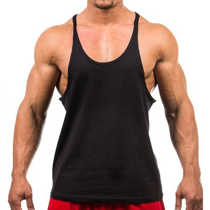 Glaçure de fond de base simple solide pour hommes, entraînement musculaire, dos racerback, haut précieux, maillot de corps en fibre