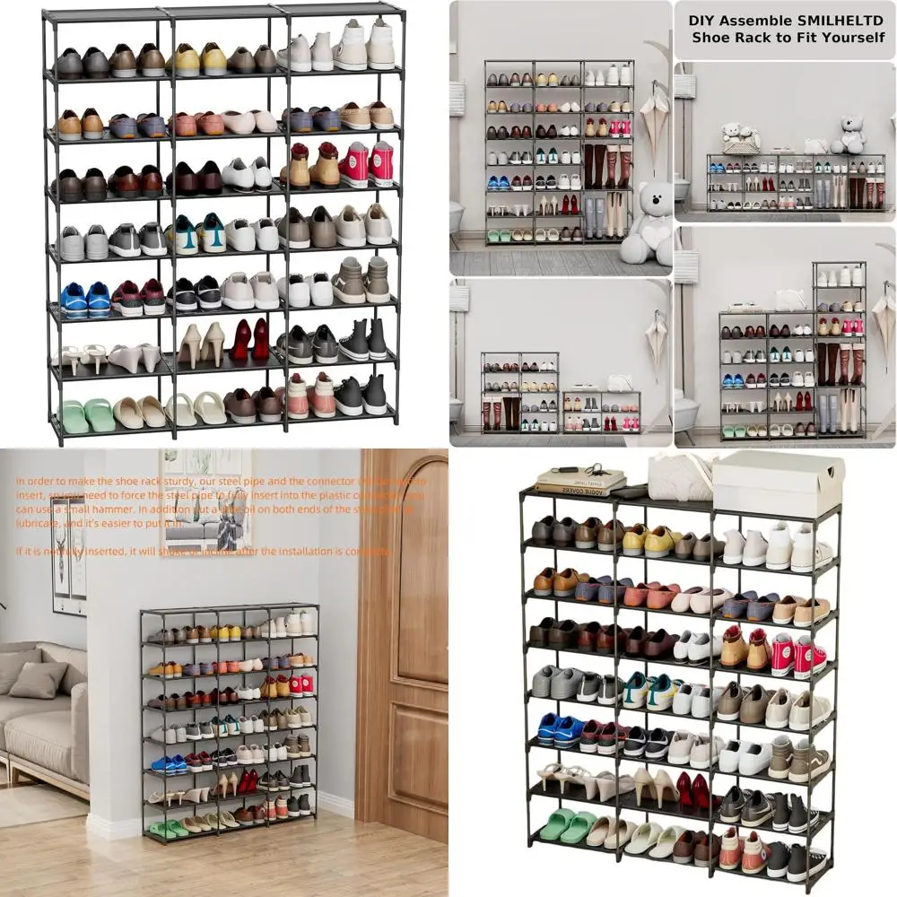 

Трехрядная 8-ярусная подставка для обуви на 40-60 пар — водонепроницаемый пластик, прочное хранилище для обуви, идеально подходит для прихожей или гаража