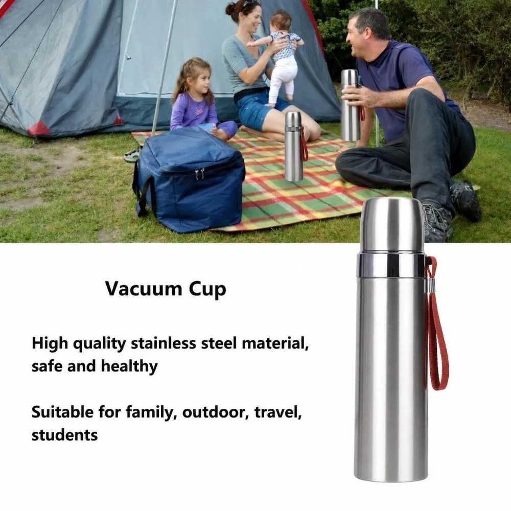 500ml Thermal Cup Double Wall Insulated Rustless Steel Insulated Bottle Smooth Polished Tight Sealing Lid Tea Bottle