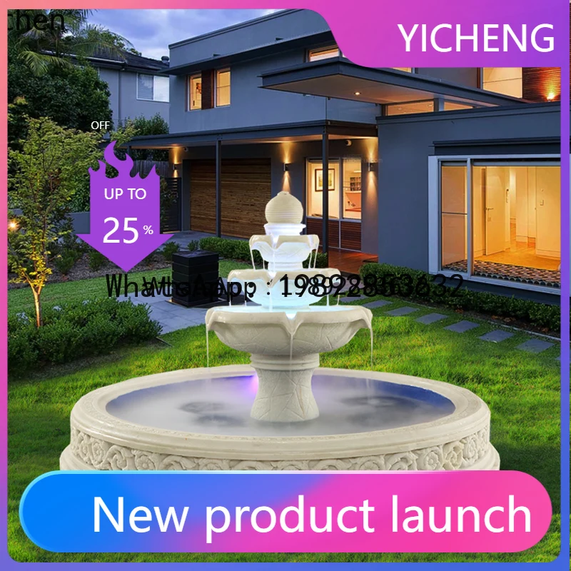 W7- large floor-to-ceiling fish pond fountain flowing water three-layer water feature lucky feng shui wheel living room ornament