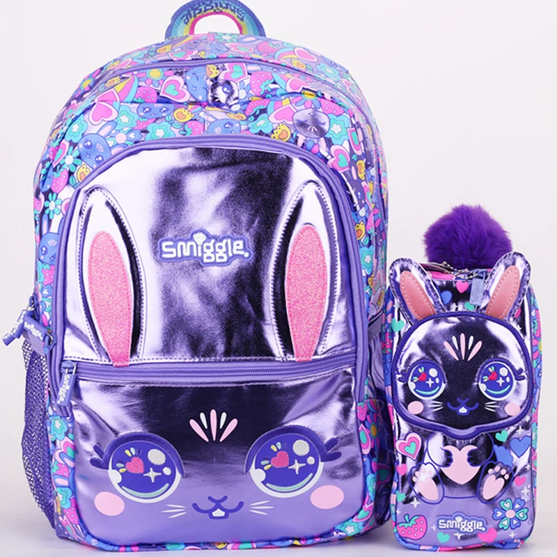 

Smiggle Elementary School Shoulder Reduction Heavy Capacity Ultra Light Purple Rabbit Backpack Pen Bag Casual Backpack