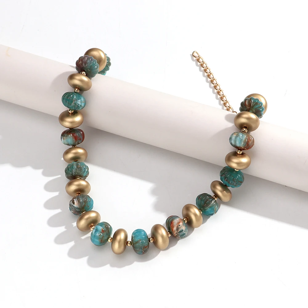 Vintage Acryl Geometrische Perlen Choker Halskette Neue Bunte Unregelmäßige Runde Perlenkette Modeschmuck Geschenke – Detail 9