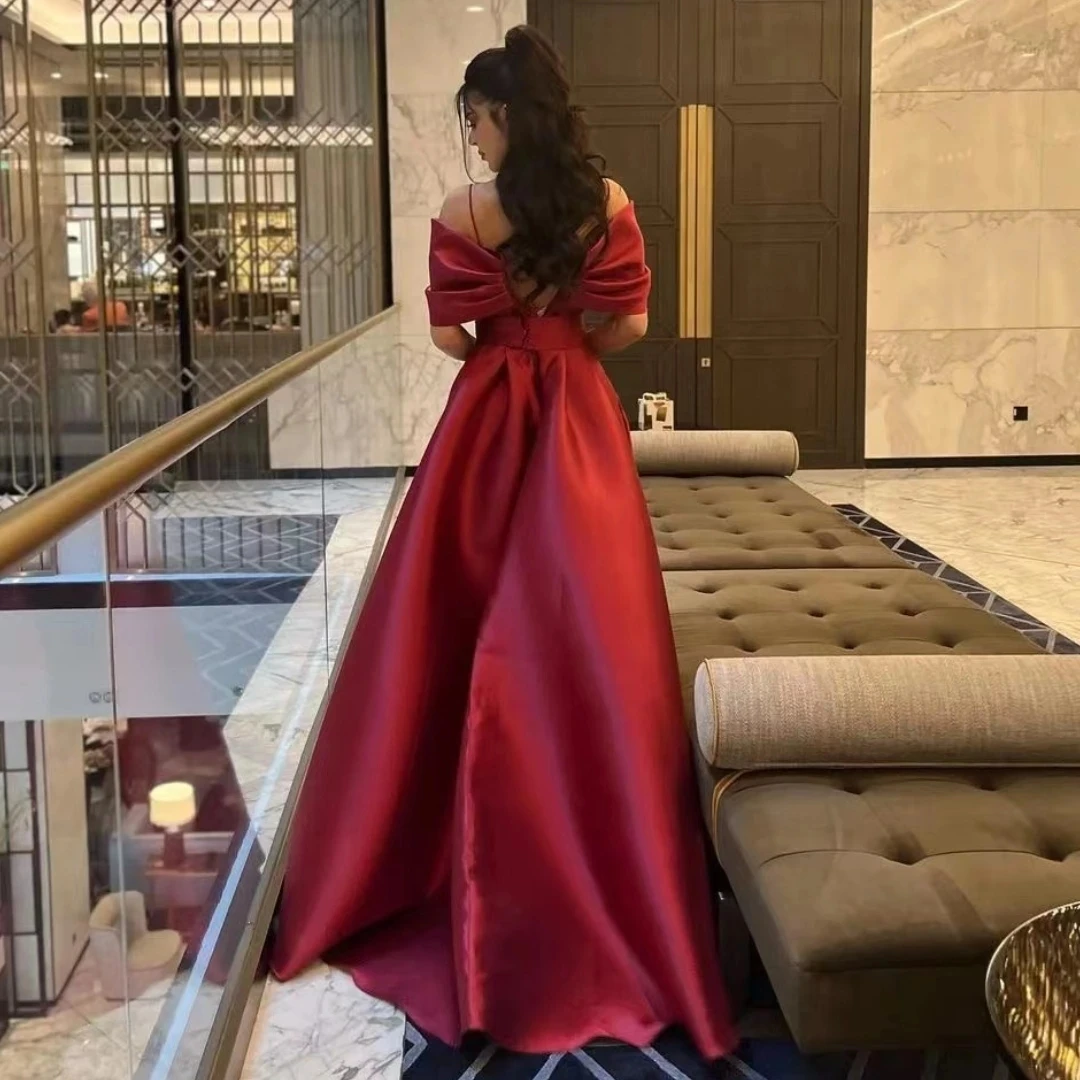 Robe de soirée sirène rouge foncé pour femme, bretelles spaghetti, tenue de soirée romantique, Arabie saoudite, robes de soirée formelles, gaine, robe de Rh