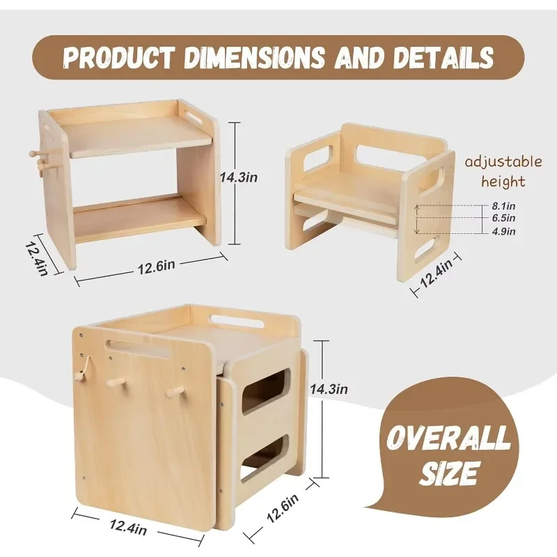 Handmade creative adjustable table and chair set, suitable for mealtime learning and play