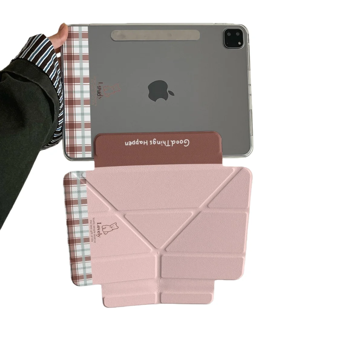 Dog Plaid Pen Slot Magnetic Buckle Detachable Tablet Case For iPad Mini6 9.7 10.2 10.5 10.9 11 12.9 13in Pro Air 2024 2025 Cover