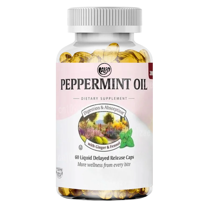 Mint Oil, Organic Ginger Oil, and Fennel Sustained-release - An Edible Dietary Supplement for Digestive Support (60 Capsules)