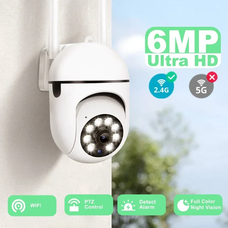 

6MP PTZ WiFi Camera Two-way Audio HD Night Color Cam Wireless Surveillance Cameras Auto Tracking Security CCTV 4X Zoom IP Camera