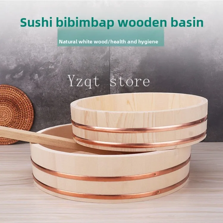 Sushi Rice Bibimbap Wooden Basin Copper Phnom Penh Sushi Bibimbap Wooden Basin Japanese and Korean Bibimbap Basin Wooden Sashimi