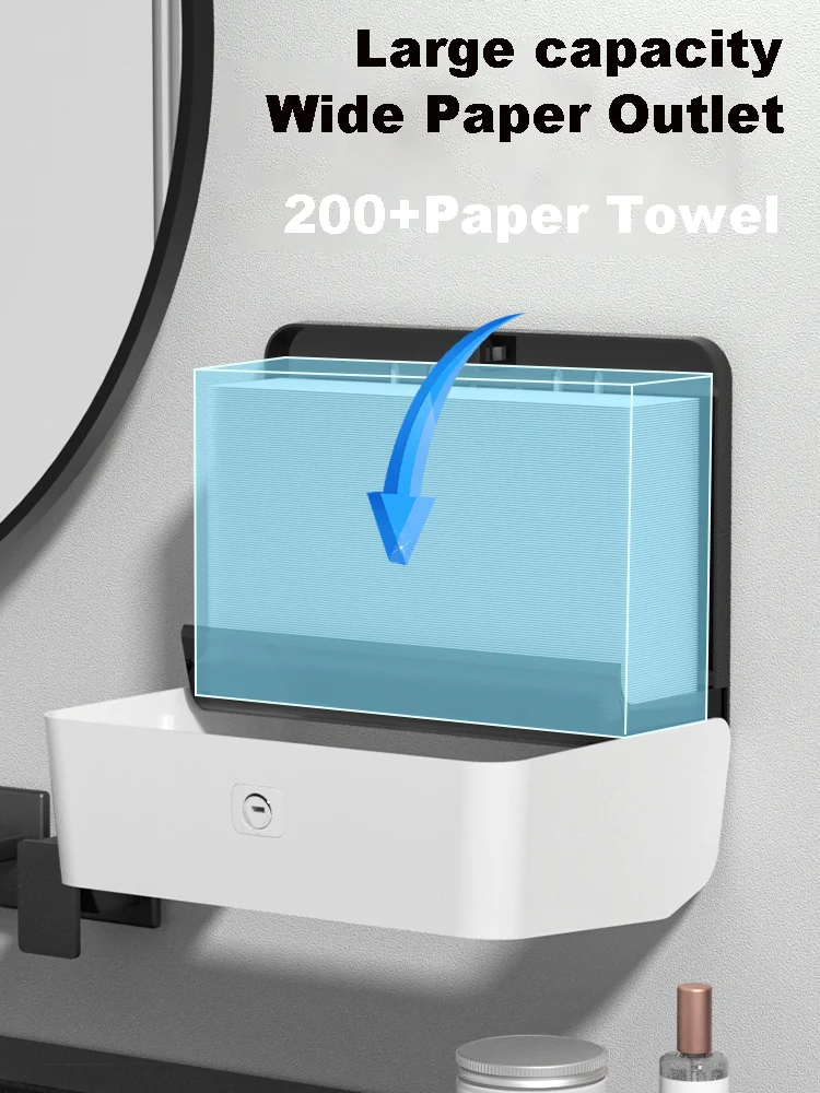 No Punching Towel Paper Dispenser Wall Mounted Toilet Paper Holder Bathroom Tissue Holder with Smart Lock Wallpaper Box Storage