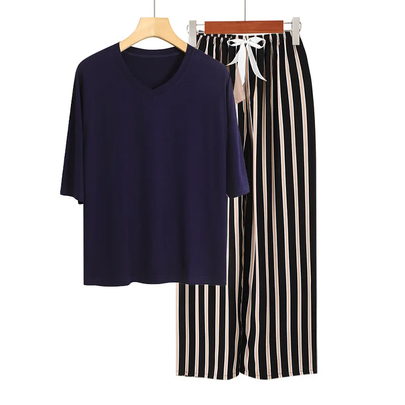 

Женские пижамы, новые удобные комплекты из модала с короткими рукавами и брюками, модный домашний костюм с принтом для женщин, пижамный комплект для женщин