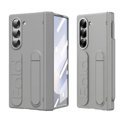 For Samsung Galaxy Z Fold 7 6 5 4 3 Wristband Holder Hinge Case With S Pen Slot Full Screen Protective Cover For Galaxy Z Fold 6