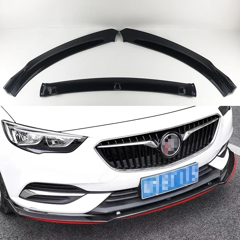 For Buick Regal 2017 2018 2019 Front Bumper Lip Diffuser 3 PCS ABS Material Carbon Fiber Look Spoiler