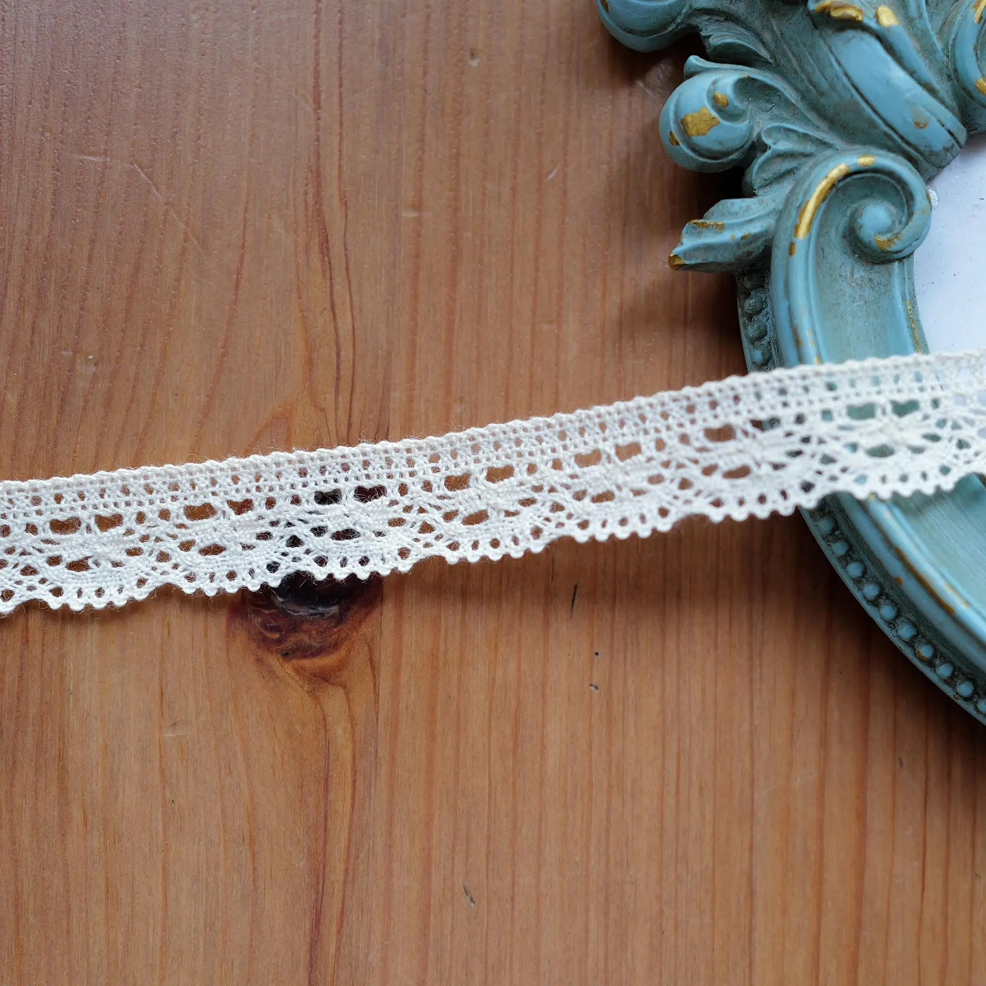 Cotton Lace Beige Narrow Style Hollowed Out Skirt Edge Decoration Clothing Accessories 1.6cm Wide