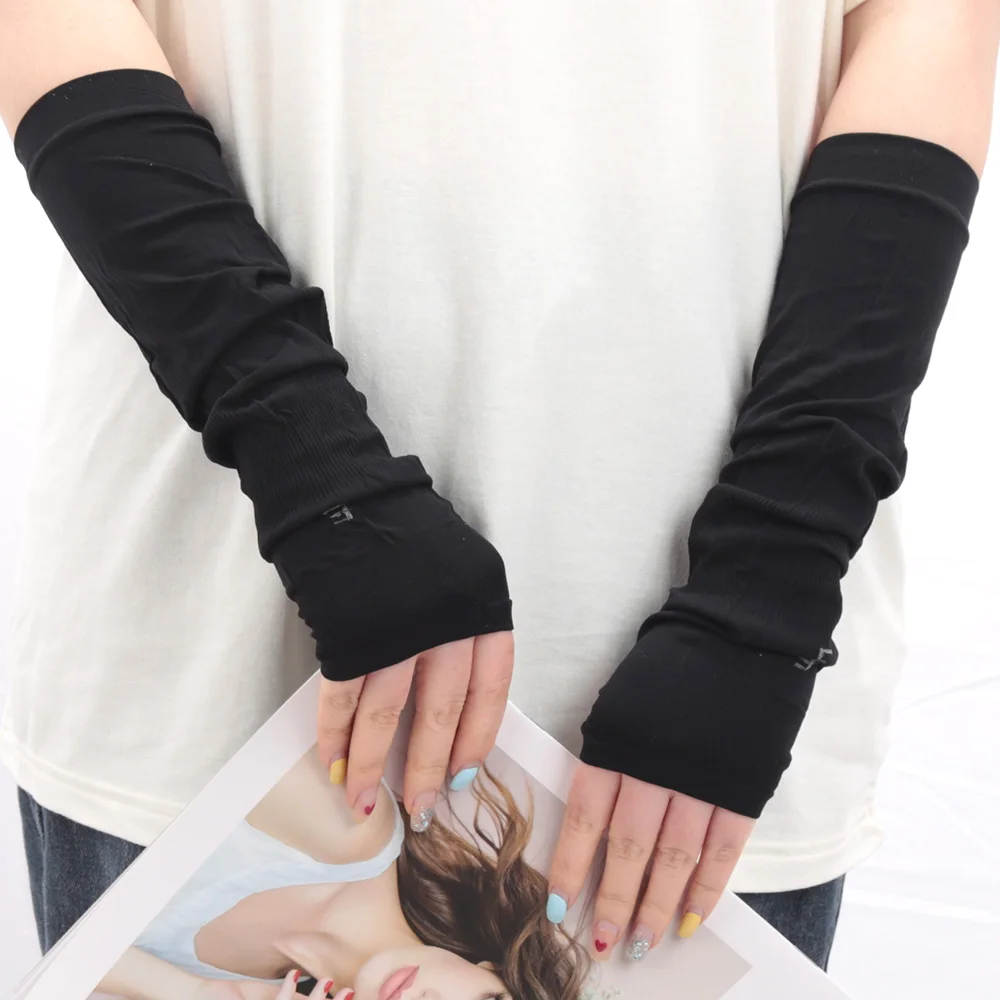1Pair Cool Arm Sleeves Sunscreen Cuff Mittens Anti-Slip for Men Women Gloves Summer Outdoor Long Riding Uv Sun Protection