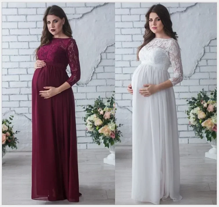 Vestidos de maternidad sexys, accesorios de fotografía de manga larga de encaje para sesión de fotos, vestido de embarazo, vestidos de embarazada