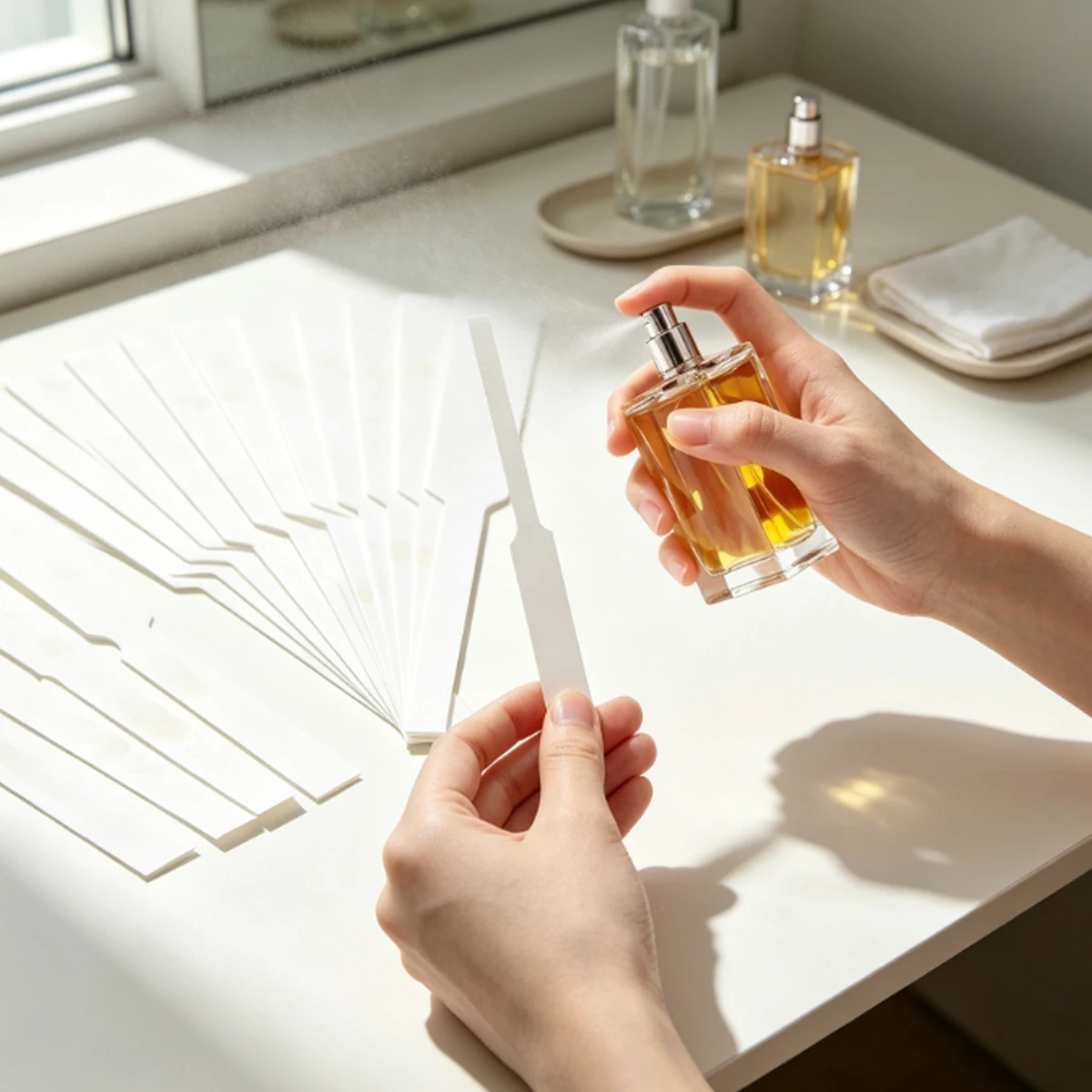 198Pcs White Perfume Tester Strips, Disposable Blotter Papers for Fragrance Sampling and Essential Oil Testing, Convenient ZSY