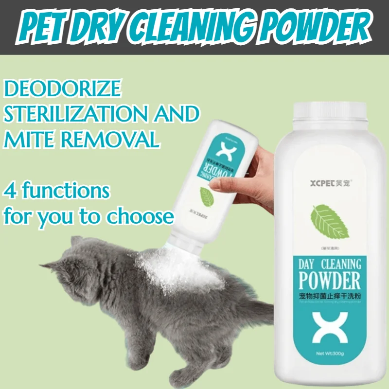 

Pet Shampoo Pet Cats and Dogs Natural Plant Starch Dry Cleaning Antibacterial Shampoo Pet Dry Cleaning Powder 300g