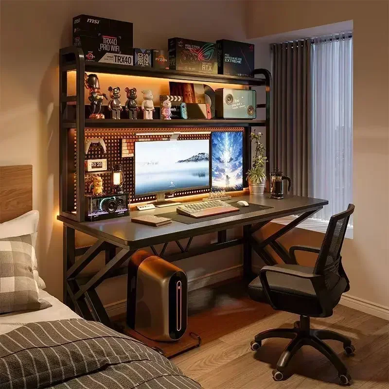 Exquisite Minimalist Desk Bookshelf Integrated Desk With Hole Board Bedroom E-sports Table Desktop Computer Table