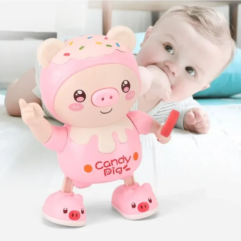 Upgraded Electronic Pets Pig Dancing Toy Doll, Electric Lighting Music Twisting Swing Left and Right Walking Cute Pig Smart Doll